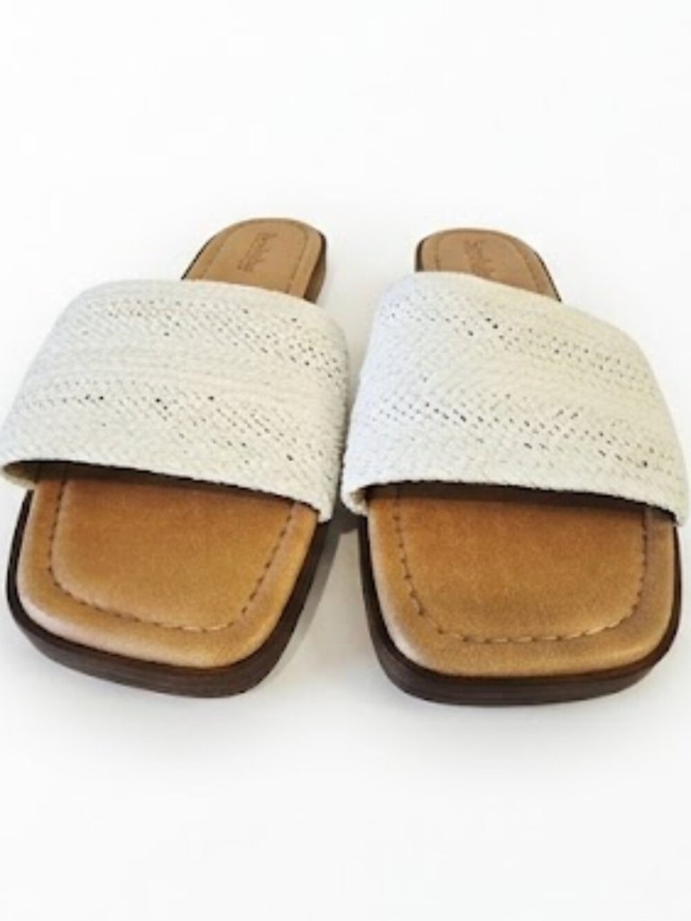 Seychelles White Woven Slide Sandals Leather Size 10 Made in Italy